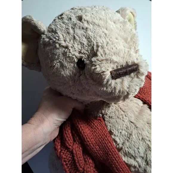 Large UGG Oatmeal Sunny Plush Teddy Bear Red Cable Knit Scarf 16" Toy Stuffed - Picture 4 of 12